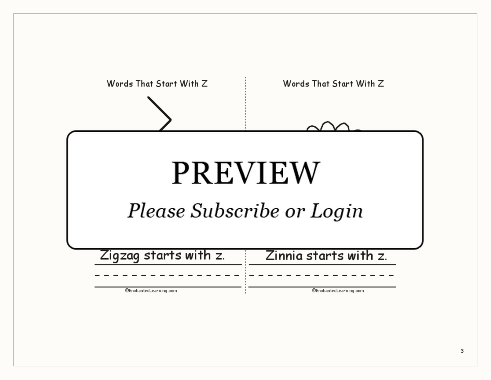 Words That Start With Z: A Printable Book interactive printout page 3
