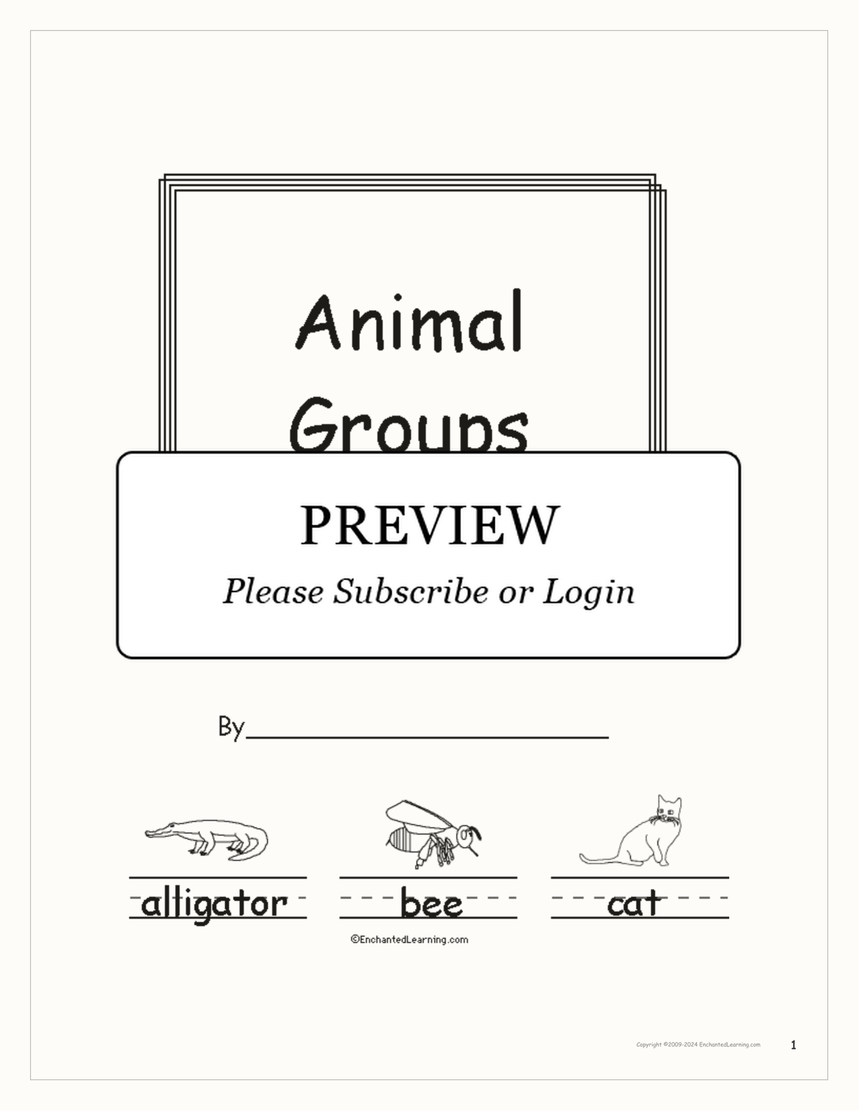 Animal Groups: A Printable Book interactive printout page 1