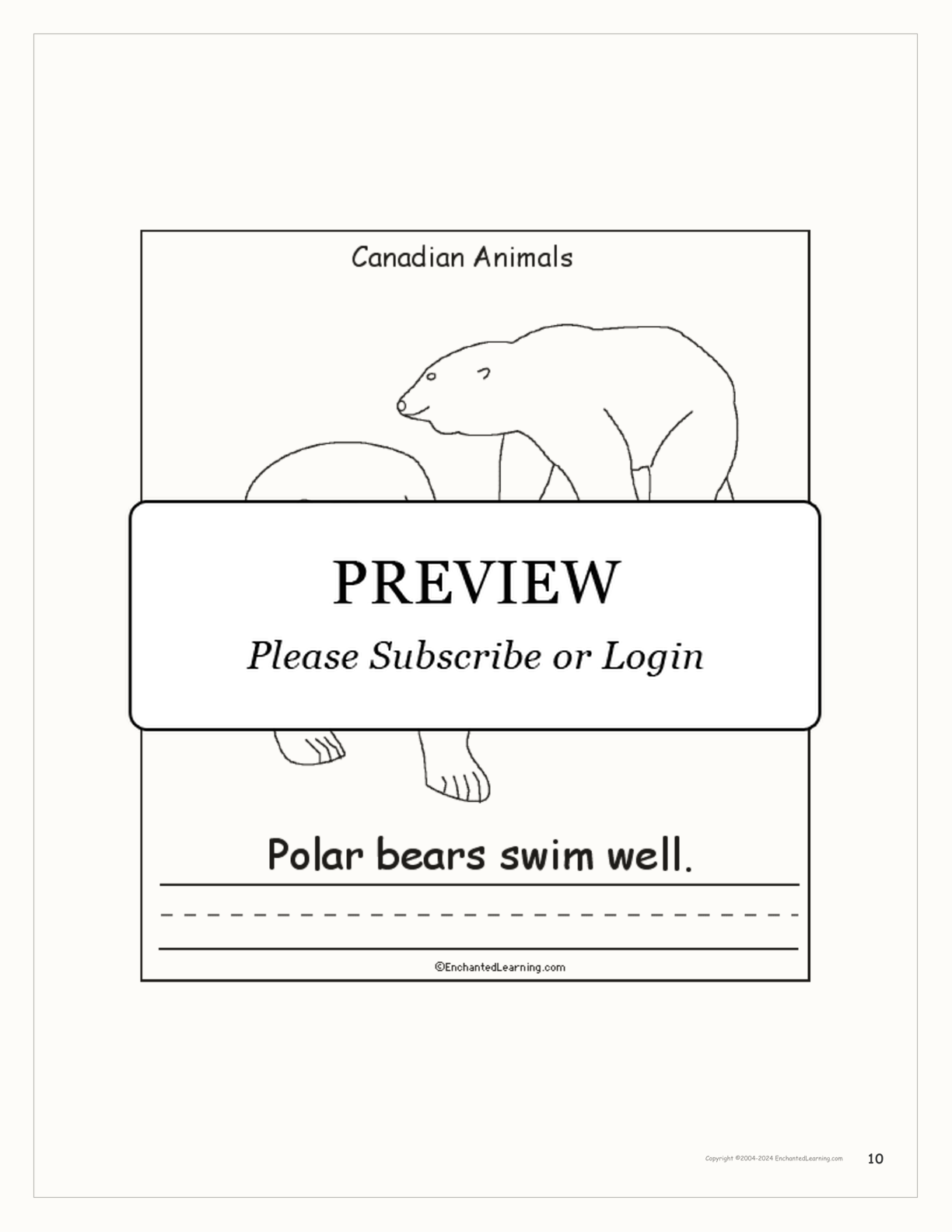 Canadian Animals: Printable Book interactive printout page 10