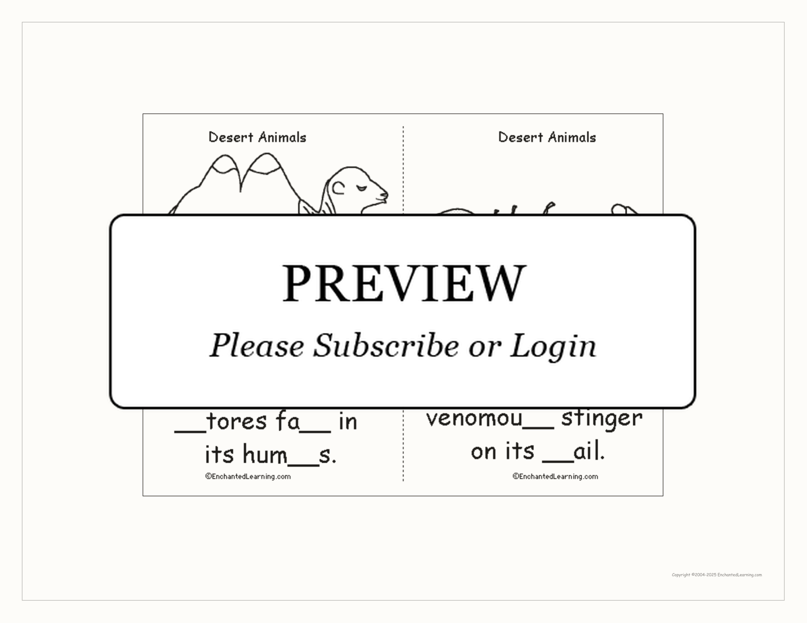 Desert Animals Book interactive printout page 6