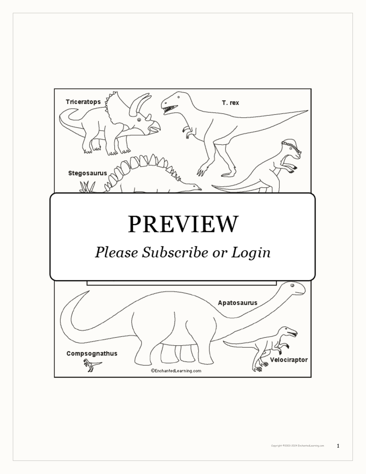 This Dinosaur... Early Reader Book interactive printout page 1
