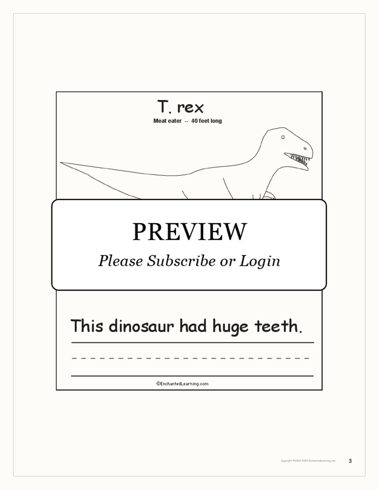 This Dinosaur... Early Reader Book interactive printout page 3
