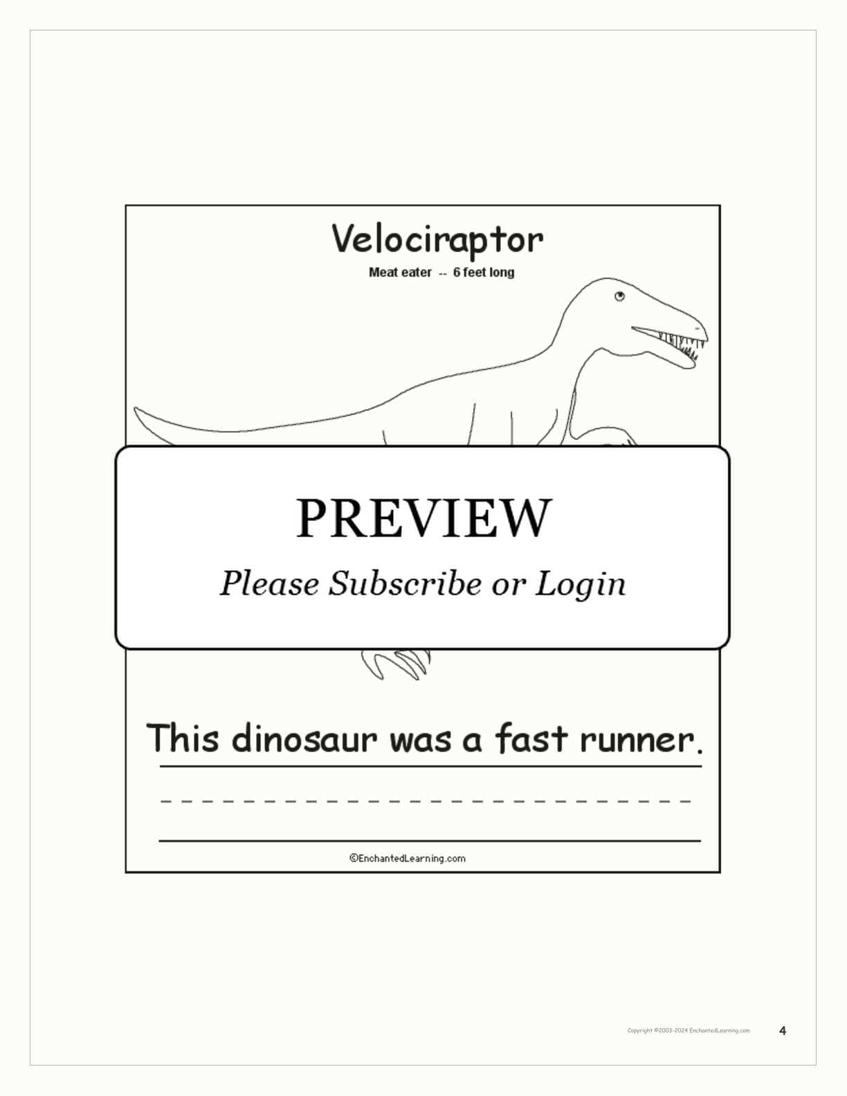 This Dinosaur... Early Reader Book interactive printout page 4