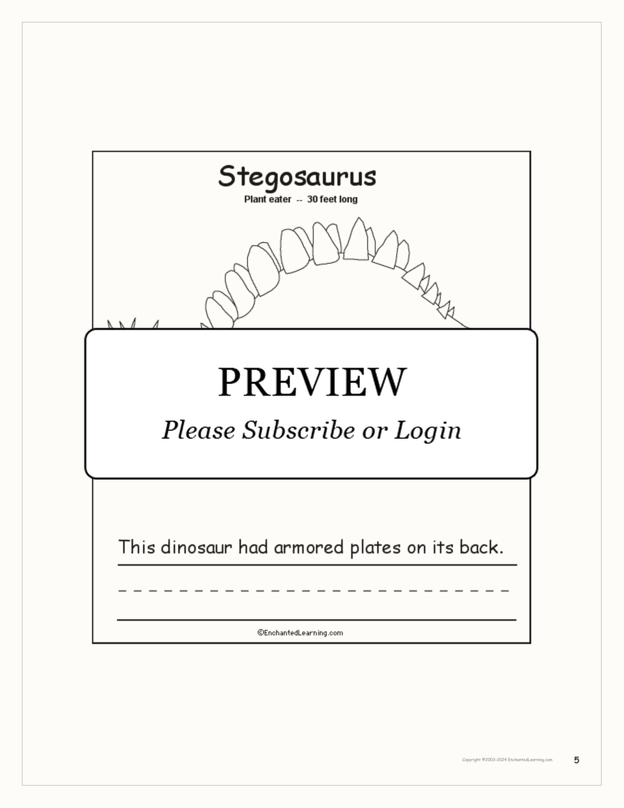 This Dinosaur... Early Reader Book interactive printout page 5