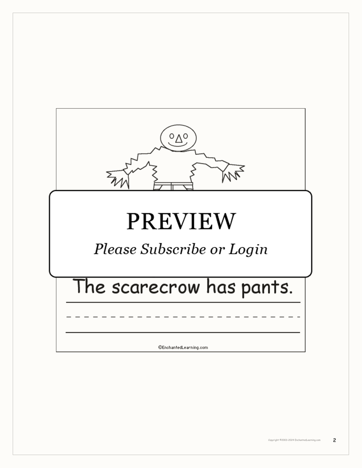 The Scarecrow's Clothes interactive printout page 2