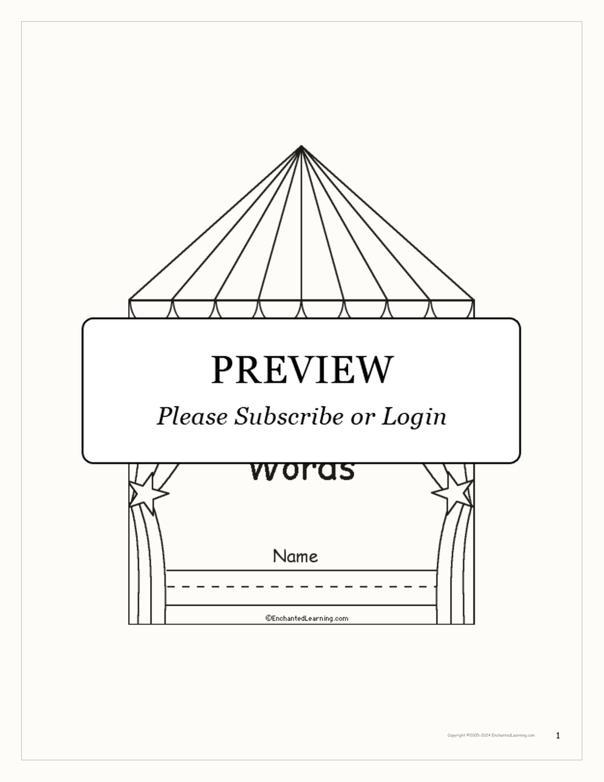 Circus Words - Printable Book interactive worksheet page 1