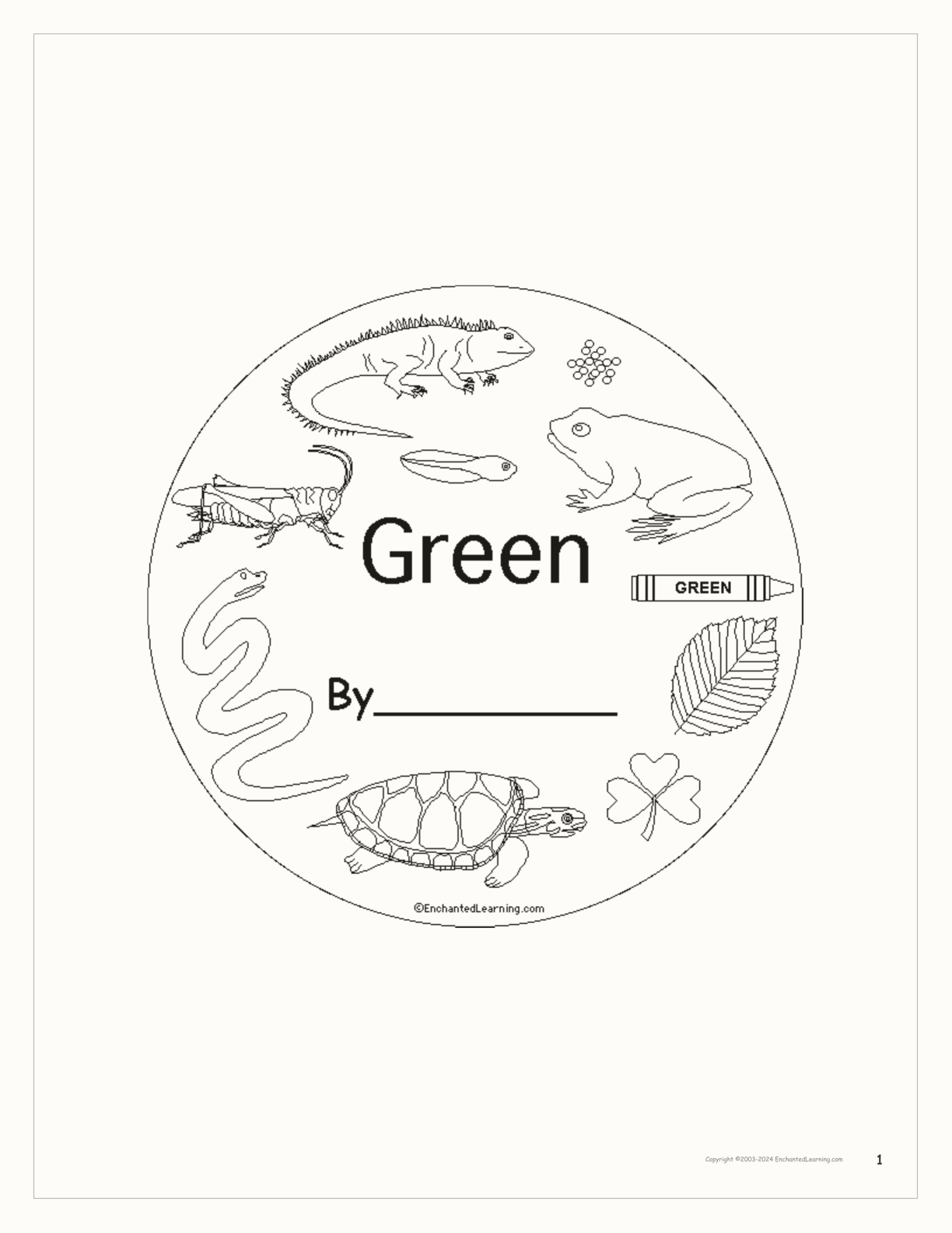Green Things: Printable Color Book interactive worksheet page 1