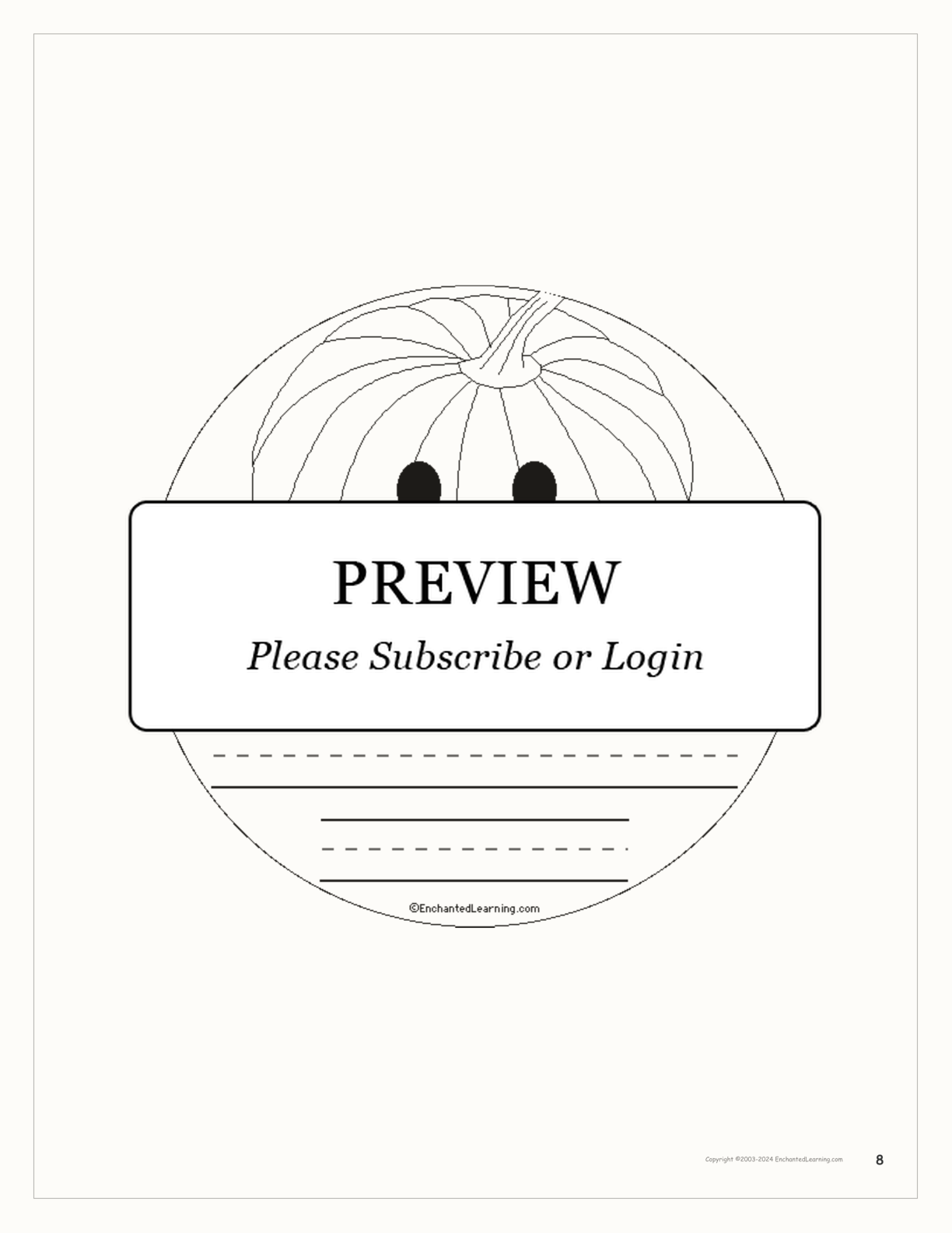 Pumpkin to Jack-o'-Lantern interactive printout page 8