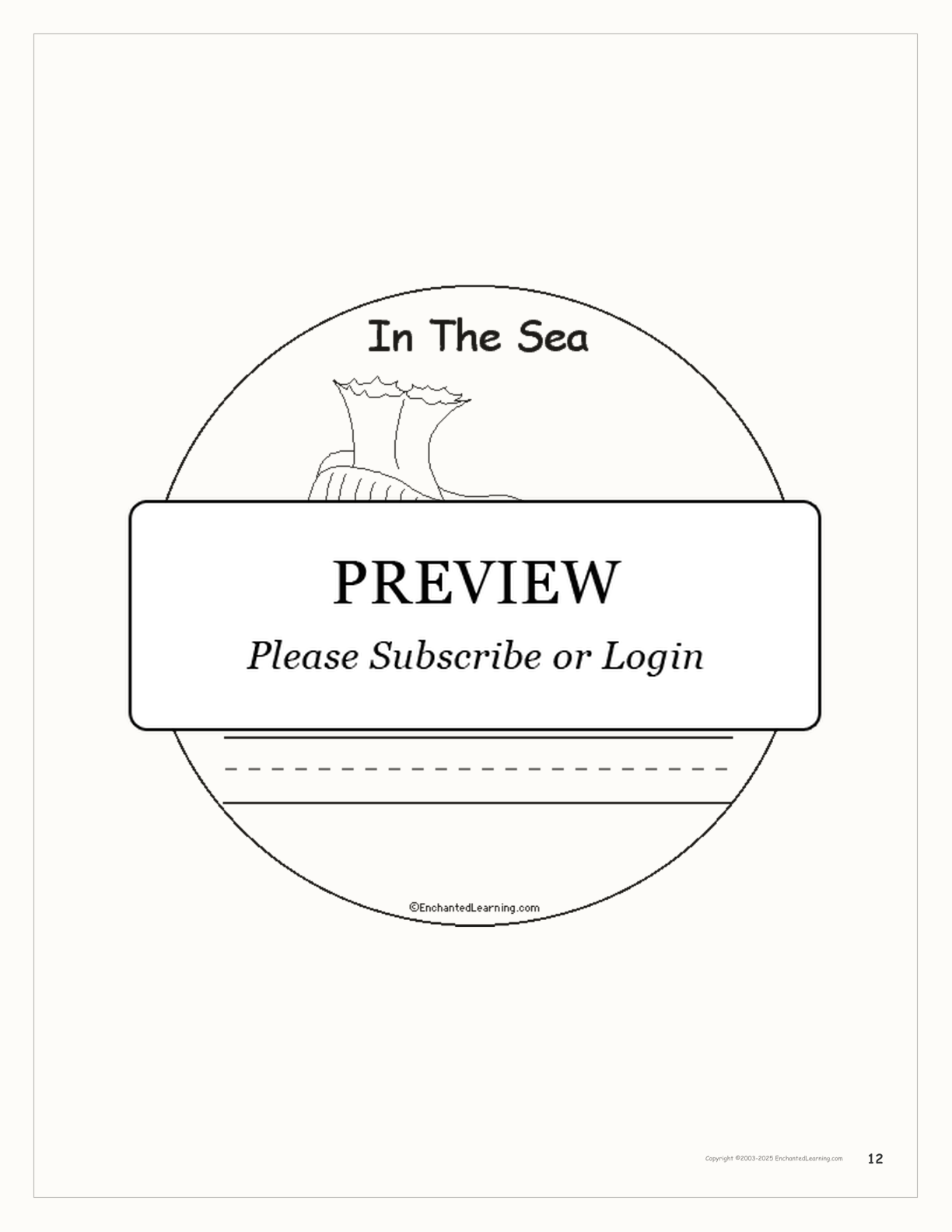 In The Sea: Early Reader Book interactive printout page 12