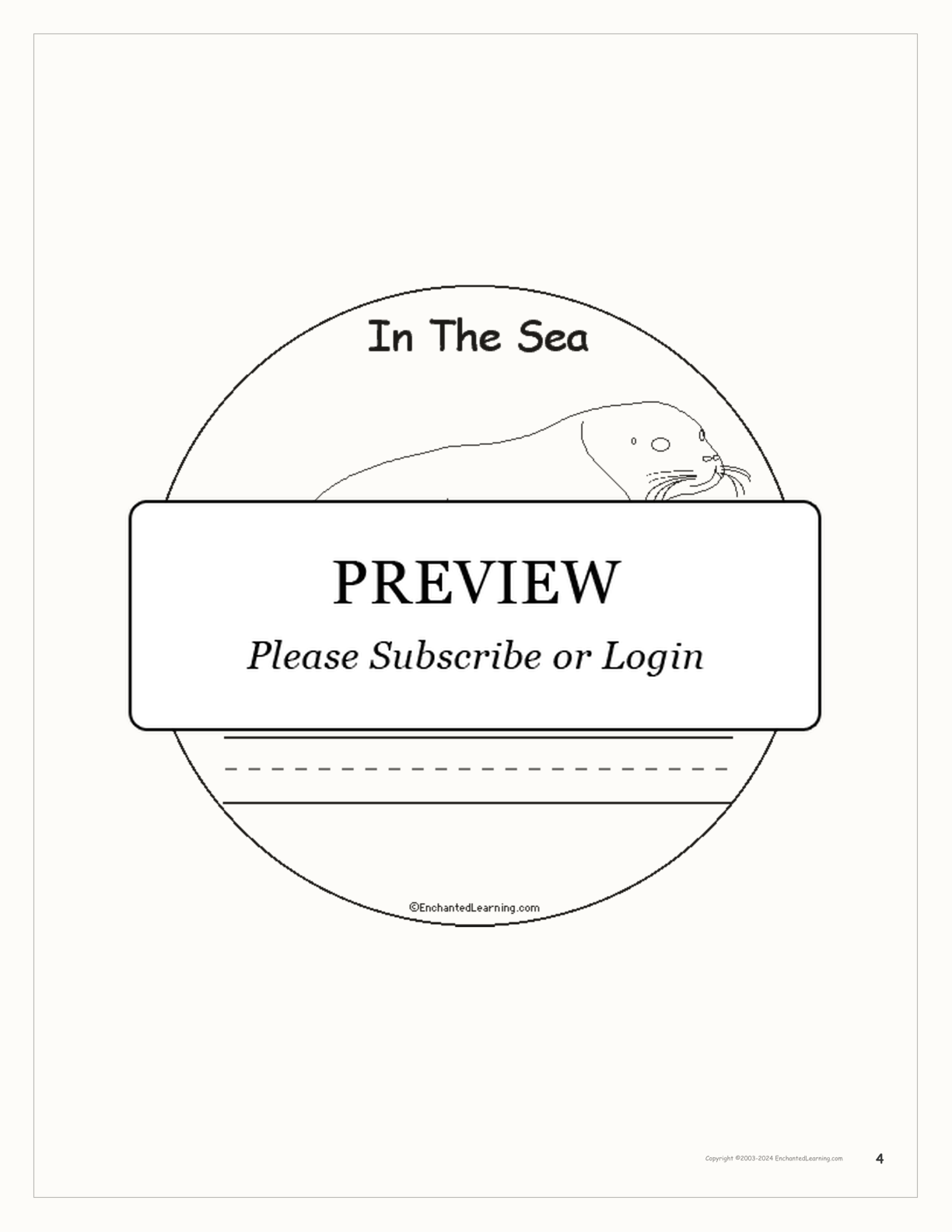 In The Sea: Early Reader Book interactive printout page 4