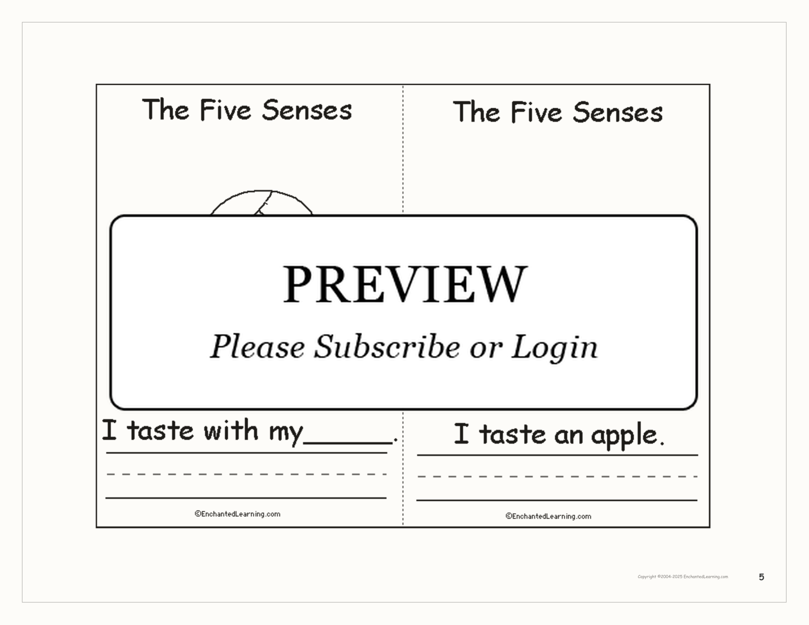 sense of taste printable book