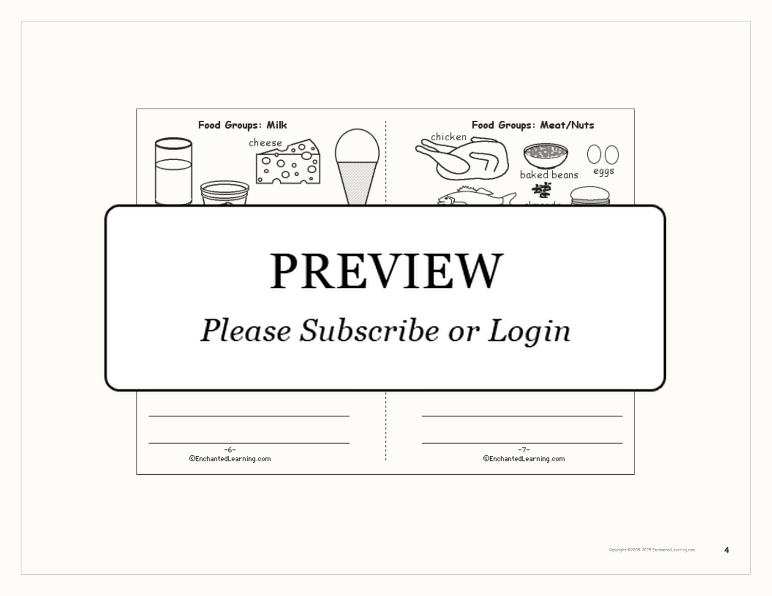 Food Groups Book interactive printout page 4