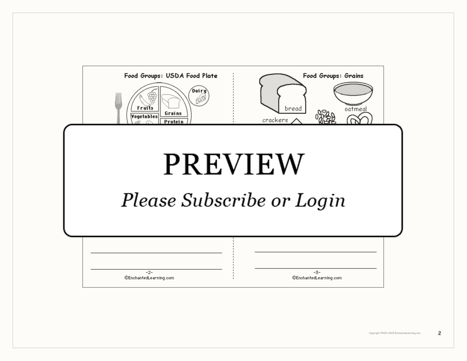 'Food Groups: My Food Plate' Book interactive printout page 2