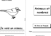 Search result: 'Animaux et Nombres Book, A Printable Book in French: Cover, 1 Bird'