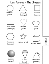 Search result: 'French Word Book #2 to Print: Shapes/Les Formes Page'