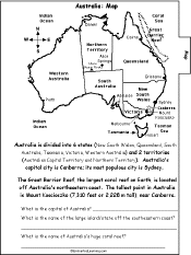 Australia, A Printable Book: Map Page - EnchantedLearning.com
