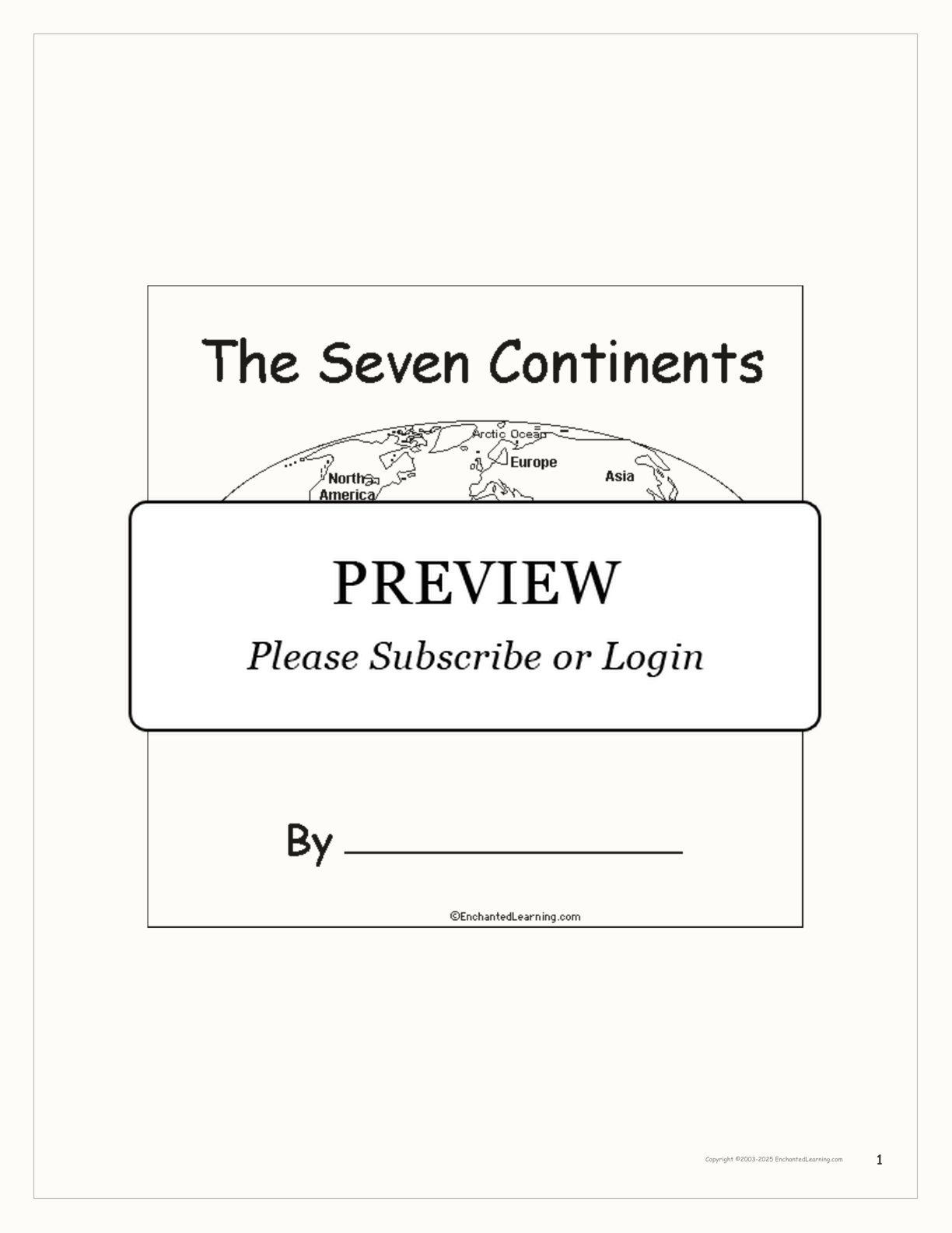 The Seven Continents Book interactive printout page 1