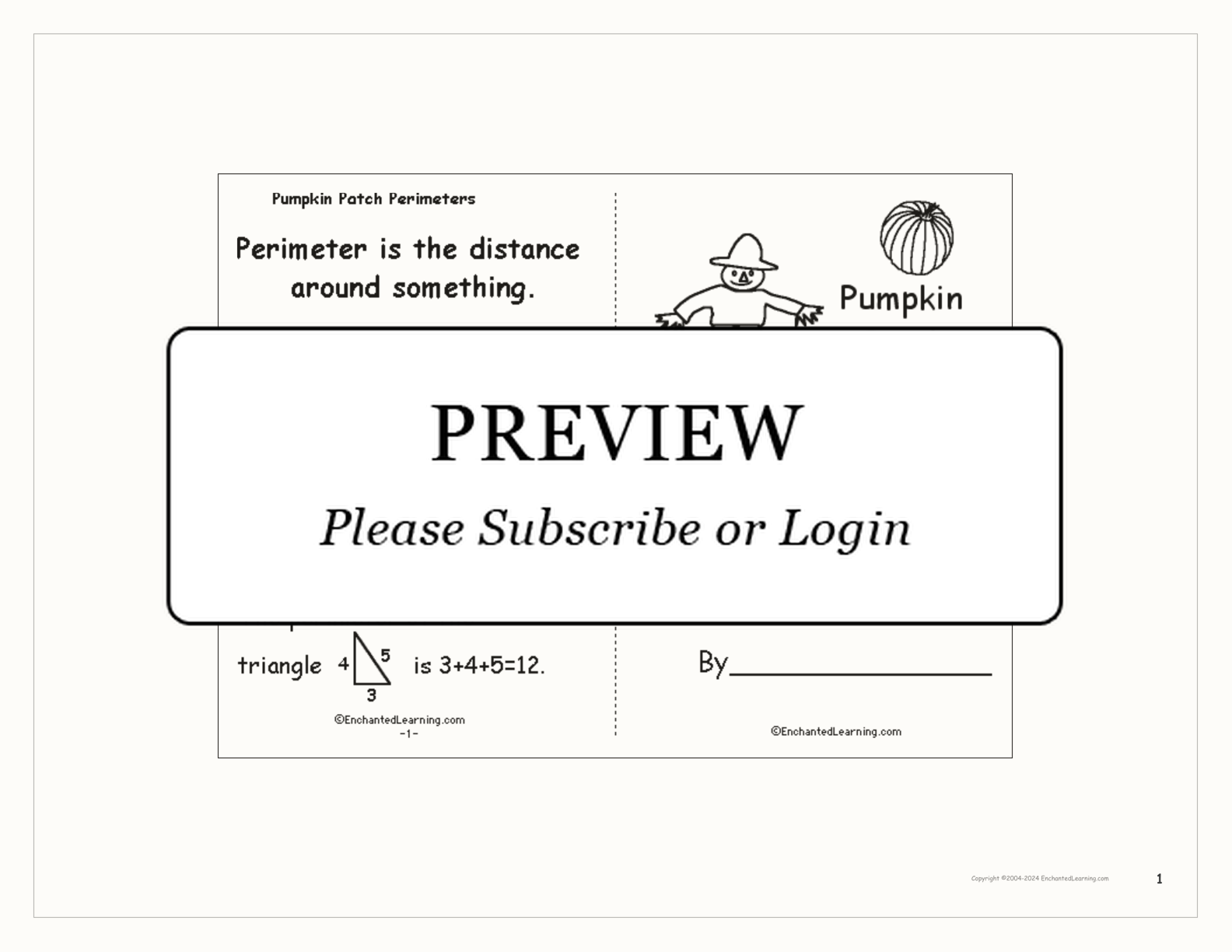 Pumpkin Patch Perimeters: A Printable Book interactive printout page 1