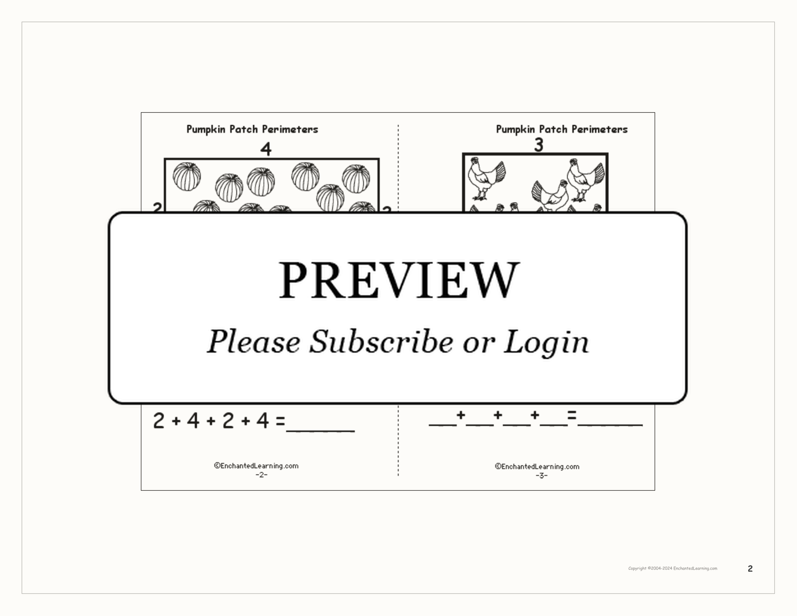 Pumpkin Patch Perimeters: A Printable Book interactive printout page 2