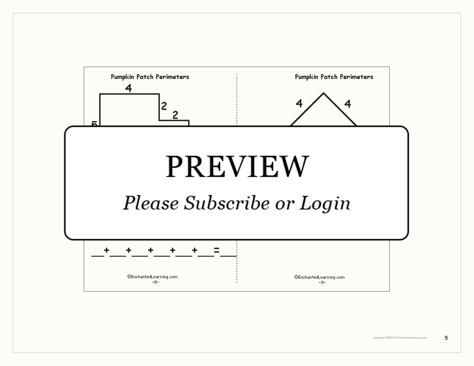 Pumpkin Patch Perimeters: A Printable Book interactive printout page 5