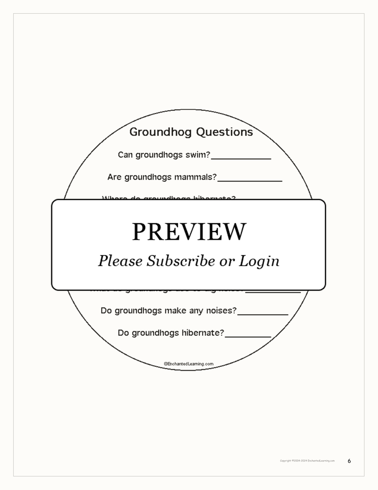 Groundhog Day Activity Book interactive printout page 6