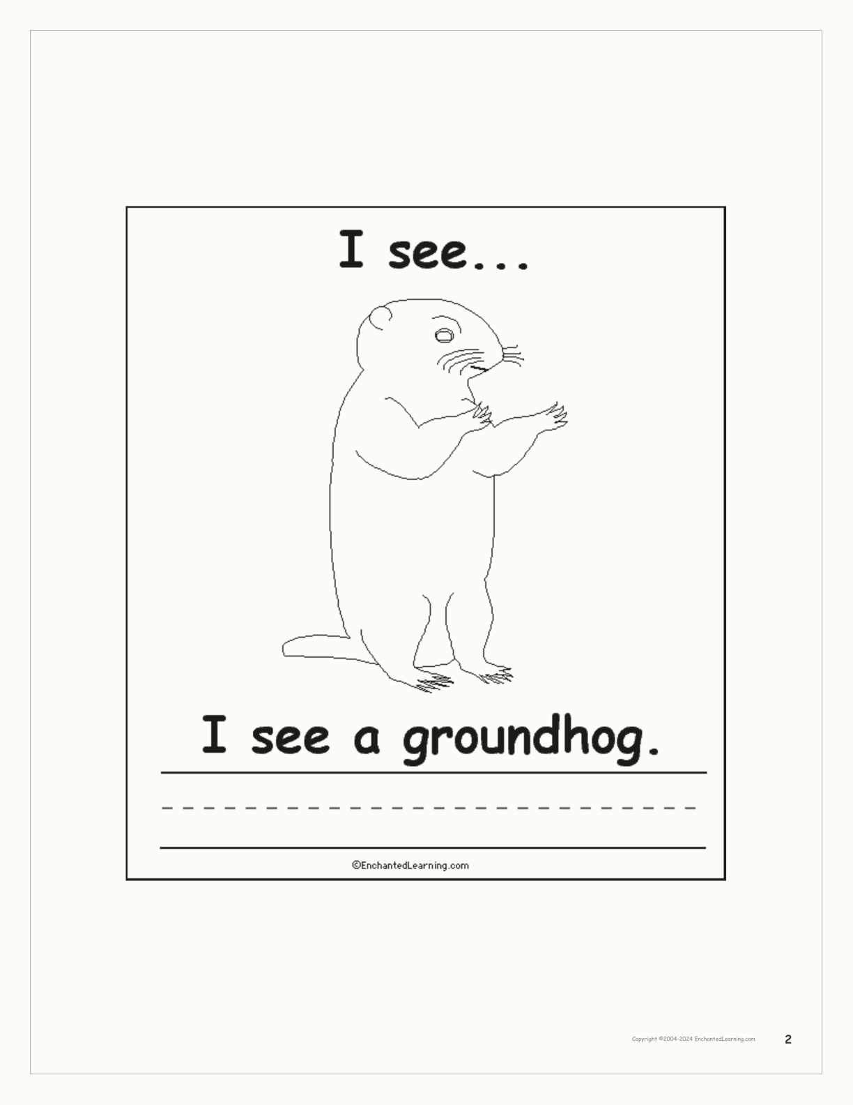 Groundhog Day, I See... Printable Book interactive printout page 2