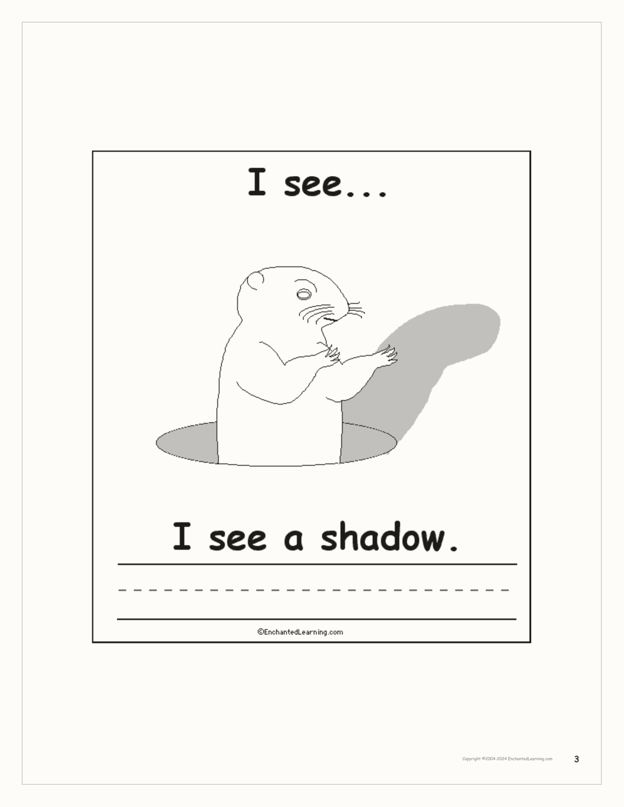Groundhog Day, I See... Printable Book interactive printout page 3