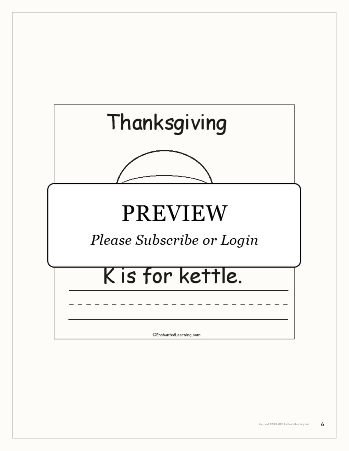 'Thanksgiving is for...' Book for Early Readers interactive printout page 6