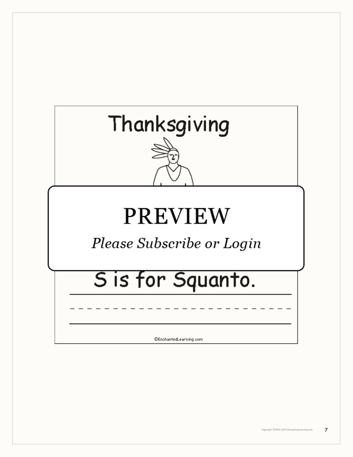 'Thanksgiving is for...' Book for Early Readers interactive printout page 7