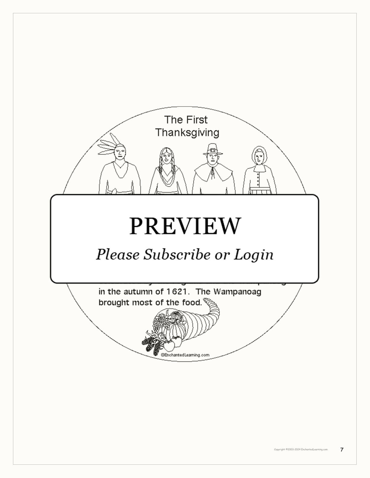 Printable Pilgrim Activity Book interactive worksheet page 7