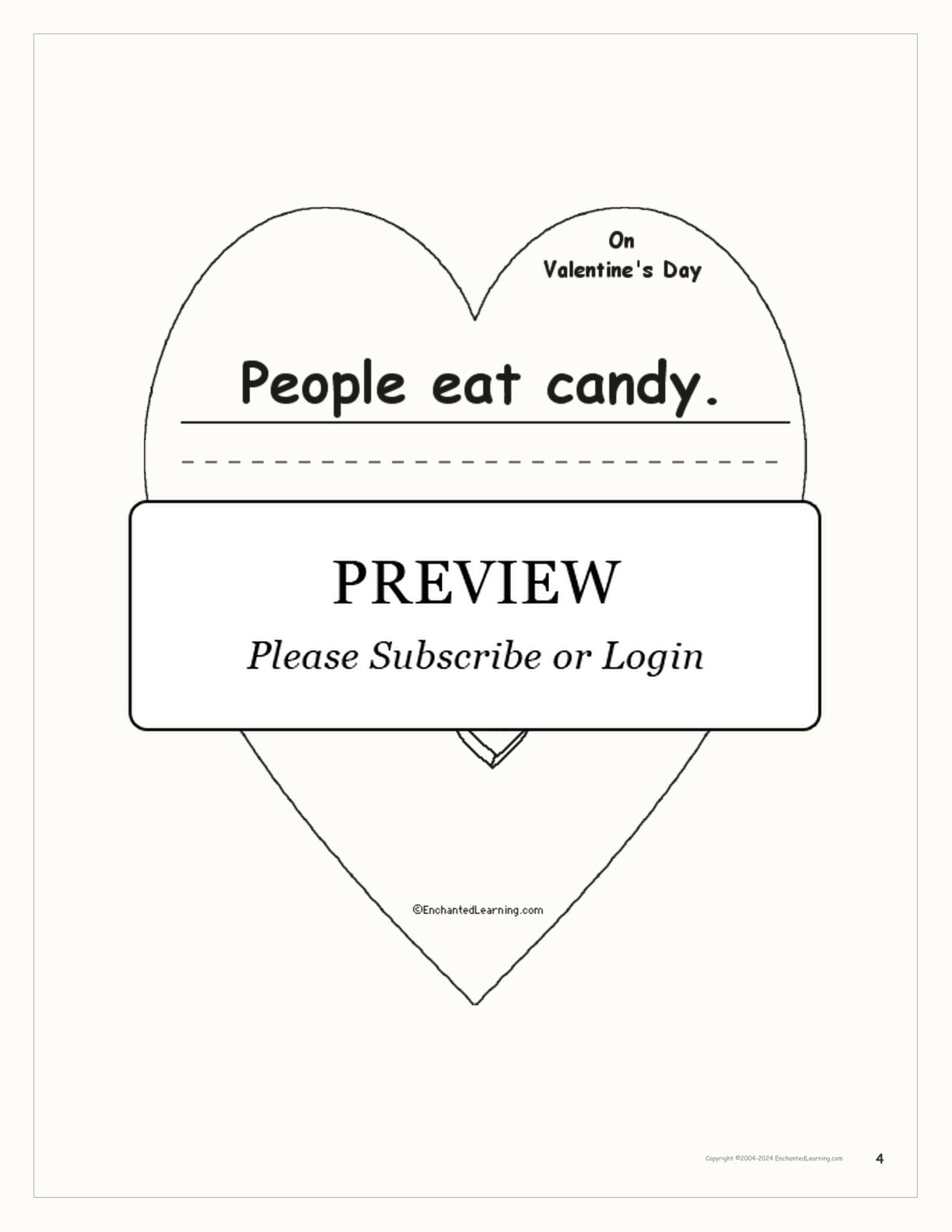 'On Valentine's Day, People...' Early Reader Book interactive worksheet page 4