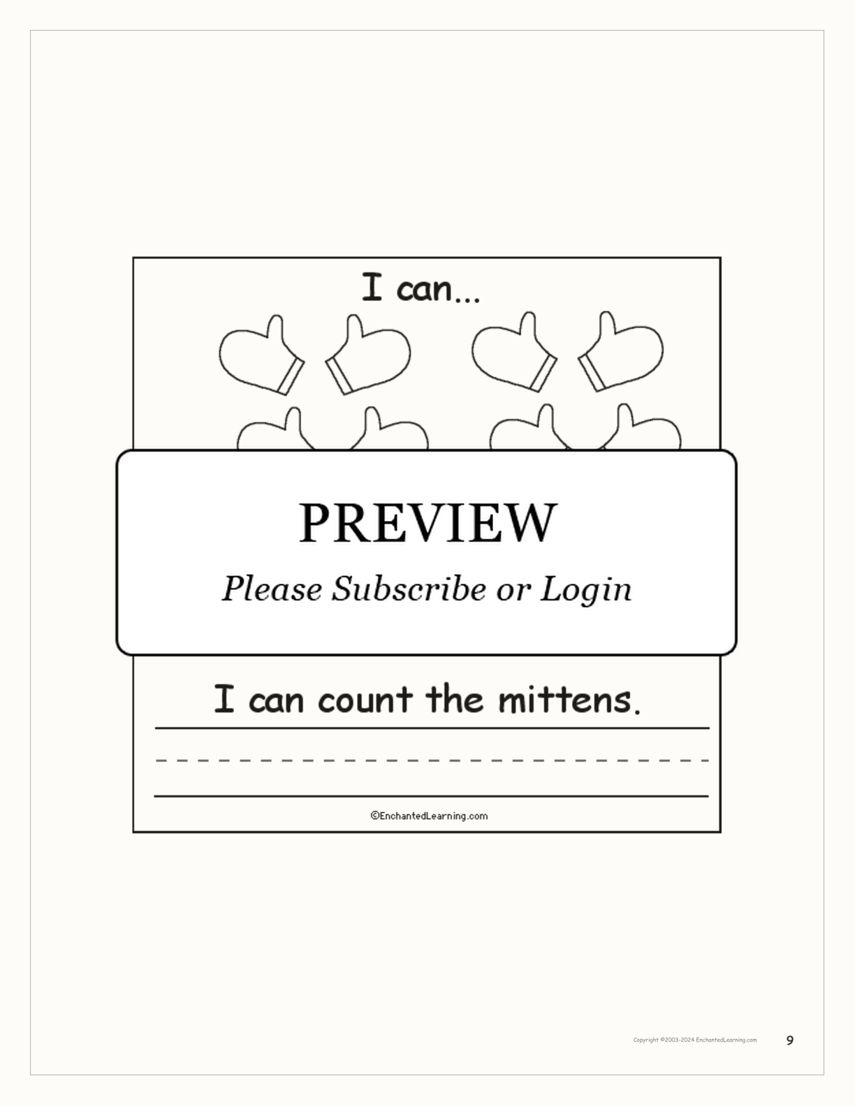 Winter I Can... Book interactive printout page 9
