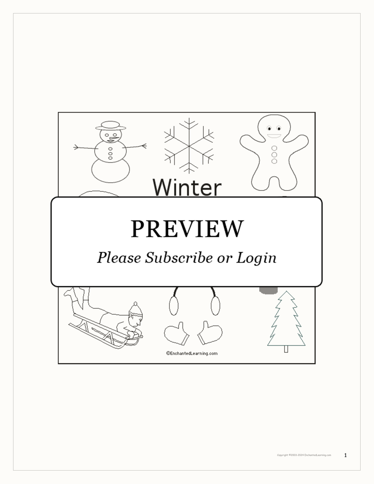 Winter I See... Early Reader Book interactive worksheet page 1