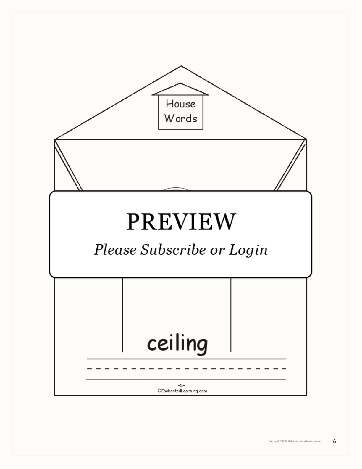 House Words Book interactive printout page 6