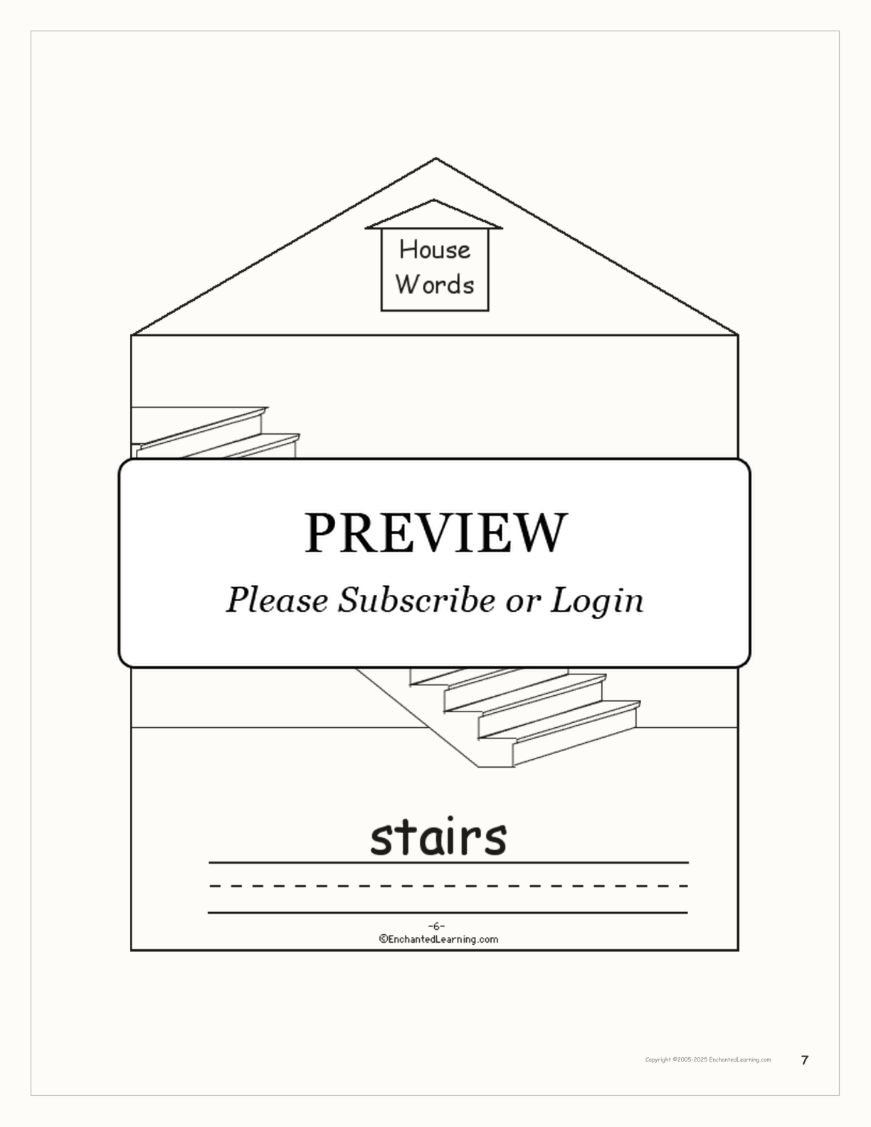 House Words Book interactive printout page 7