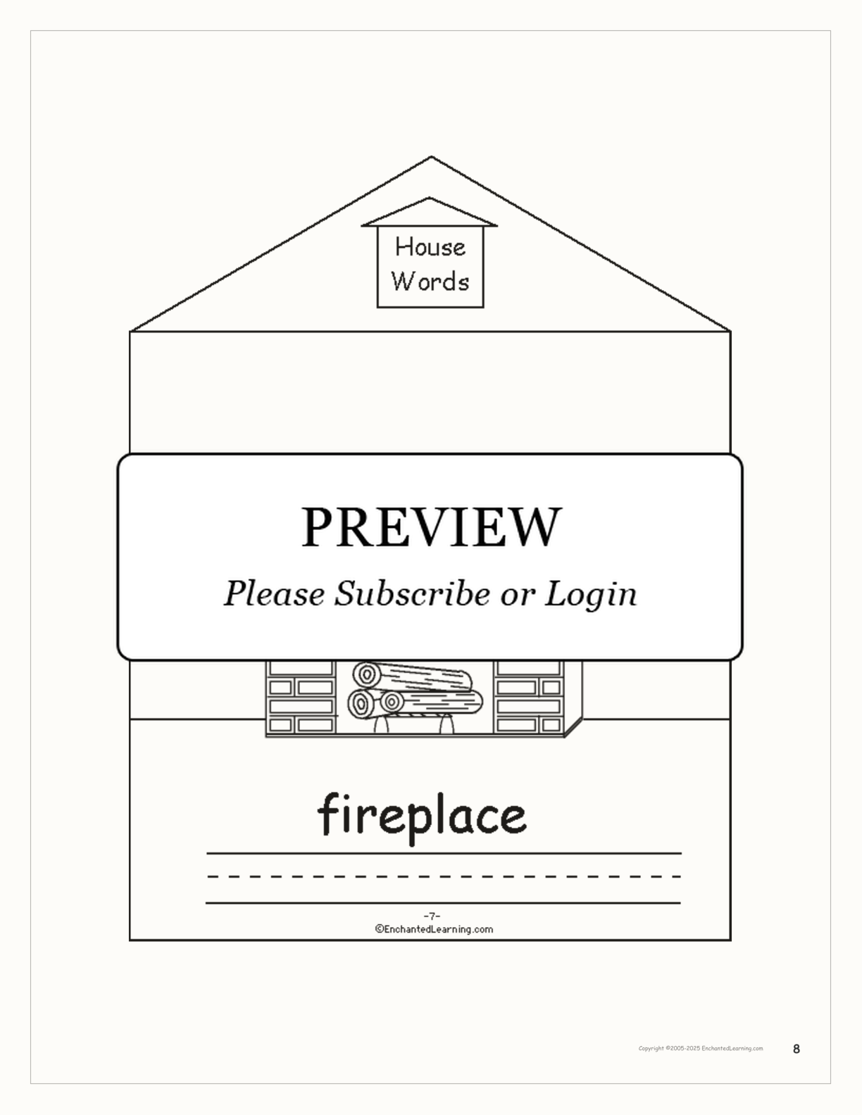 House Words Book interactive printout page 8