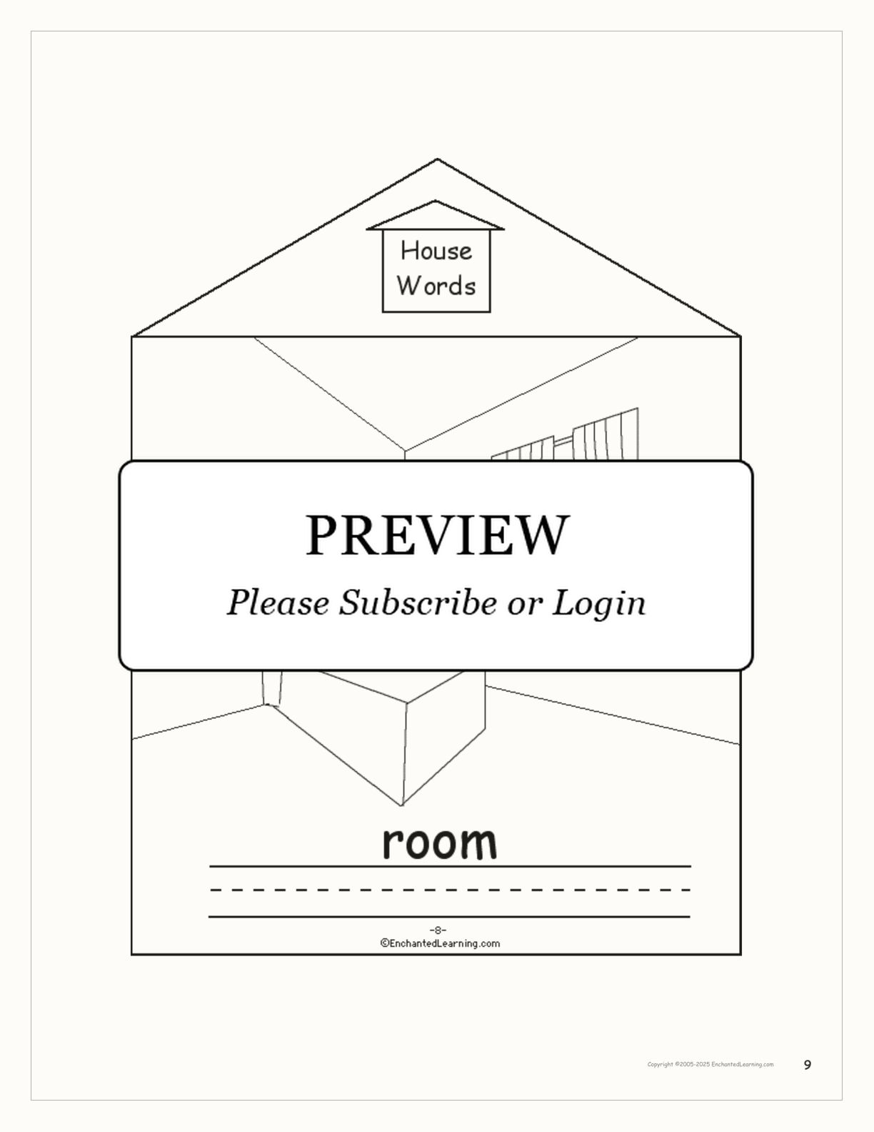 House Words Book interactive printout page 9