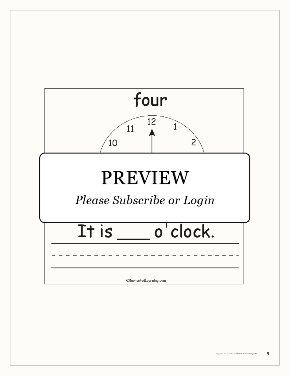 The Number Four Book, for Early Readers interactive printout page 9