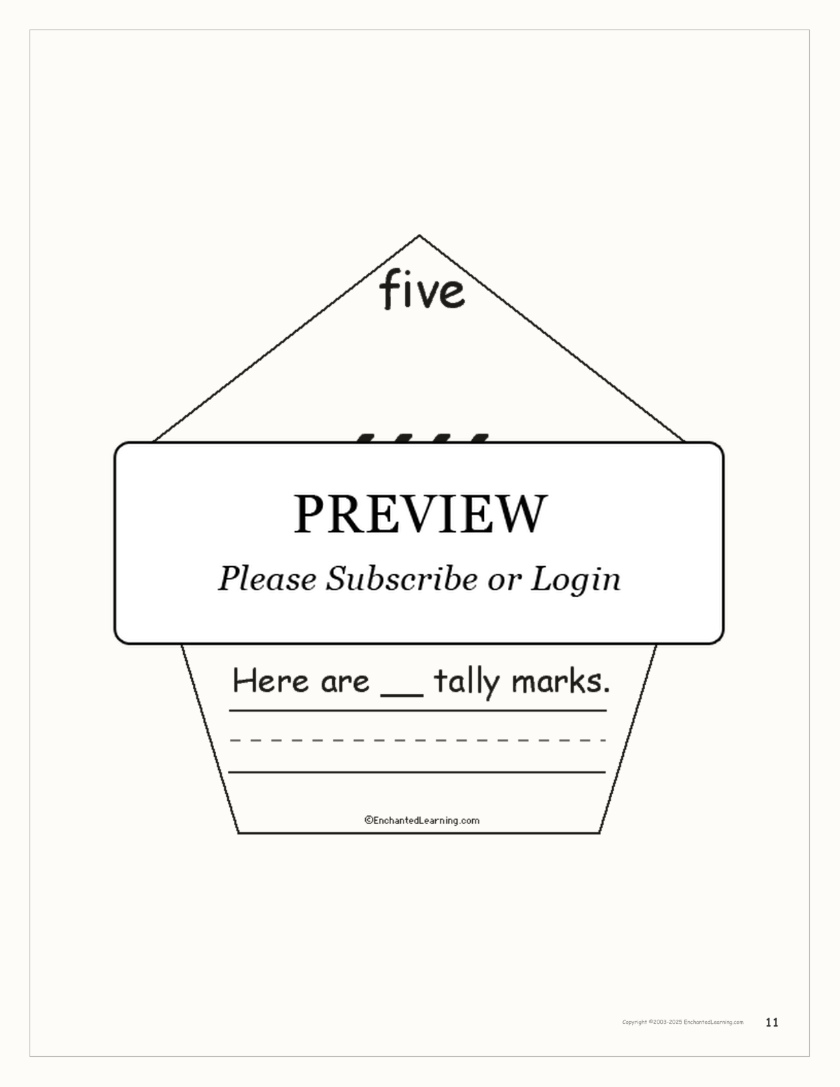 The Number Five Book interactive printout page 11