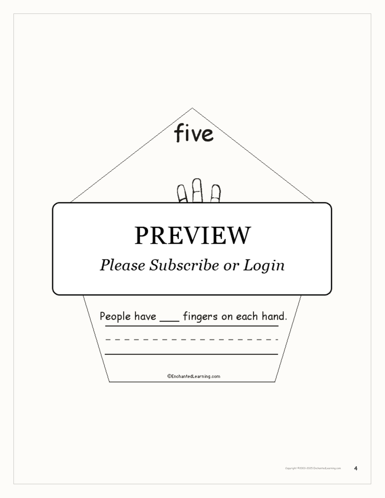 The Number Five Book interactive printout page 4