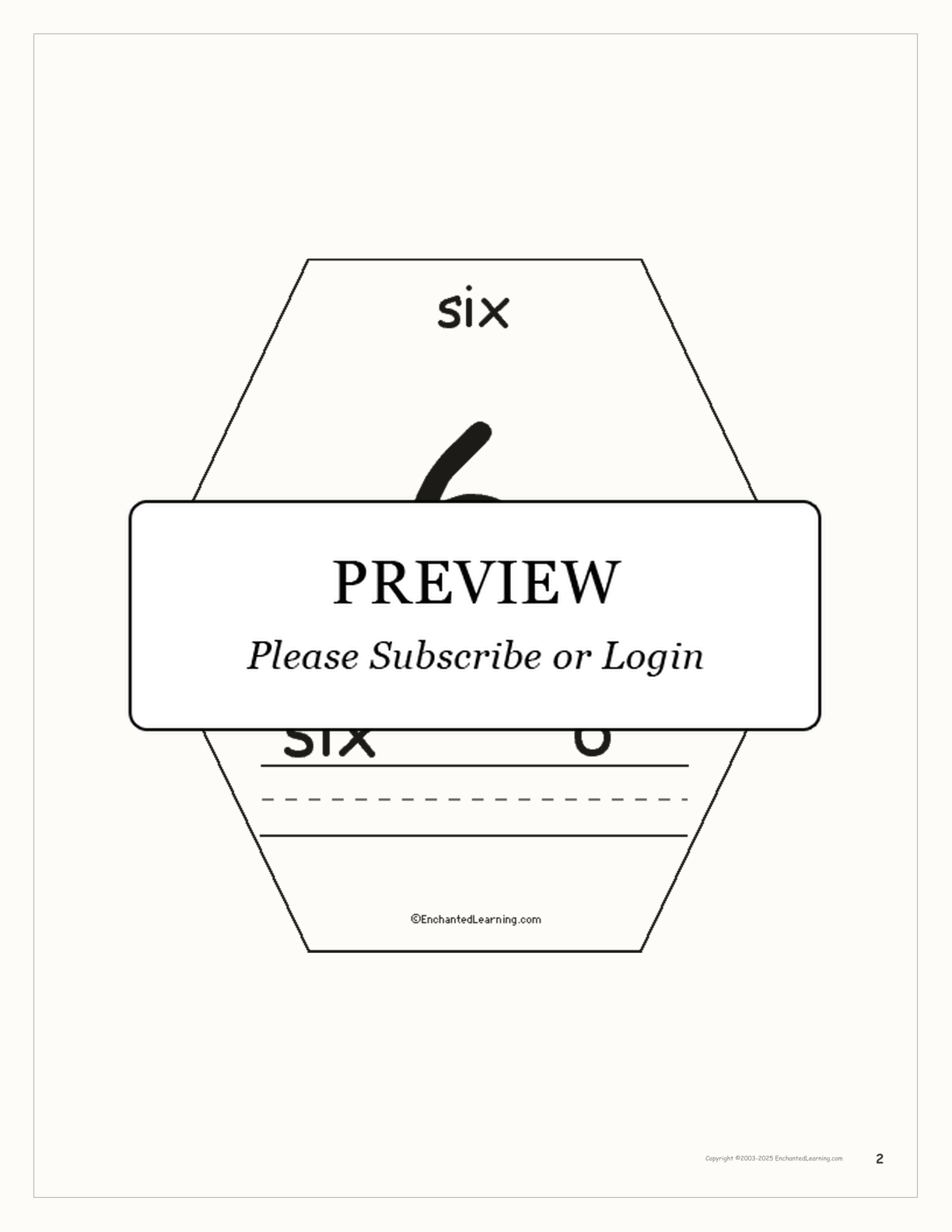 The Number Six Book interactive printout page 2