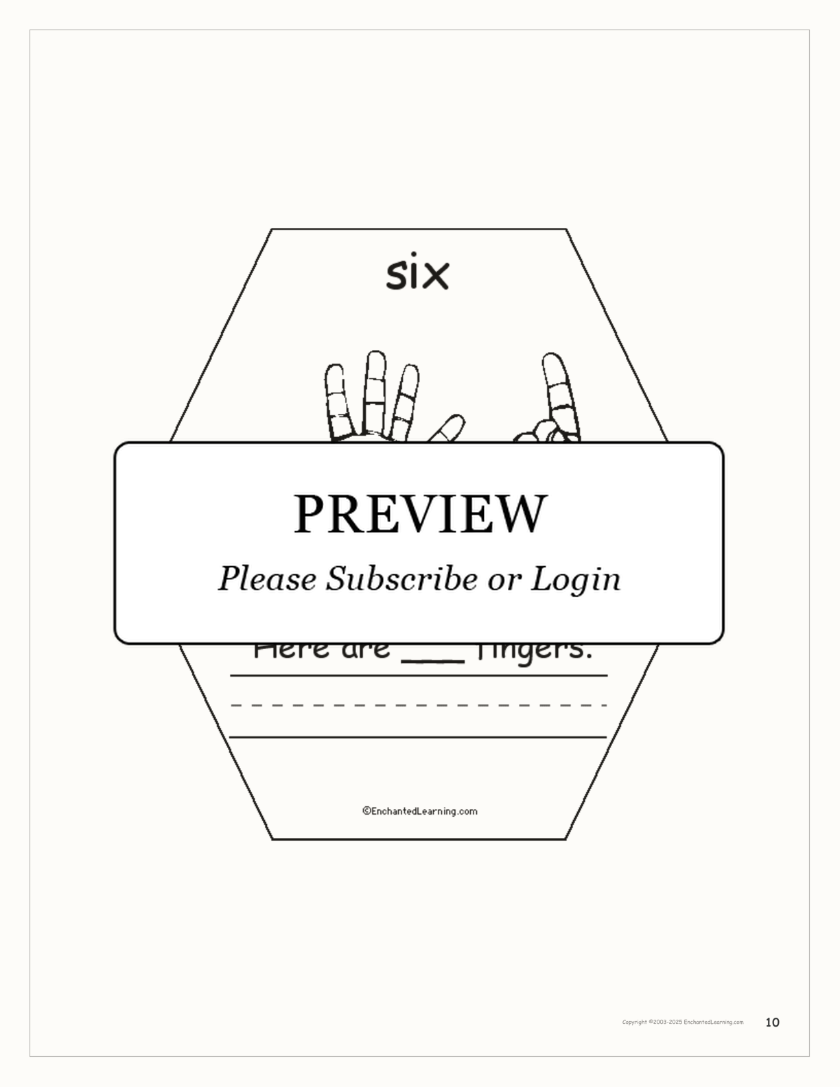 The Number Six Book interactive printout page 10