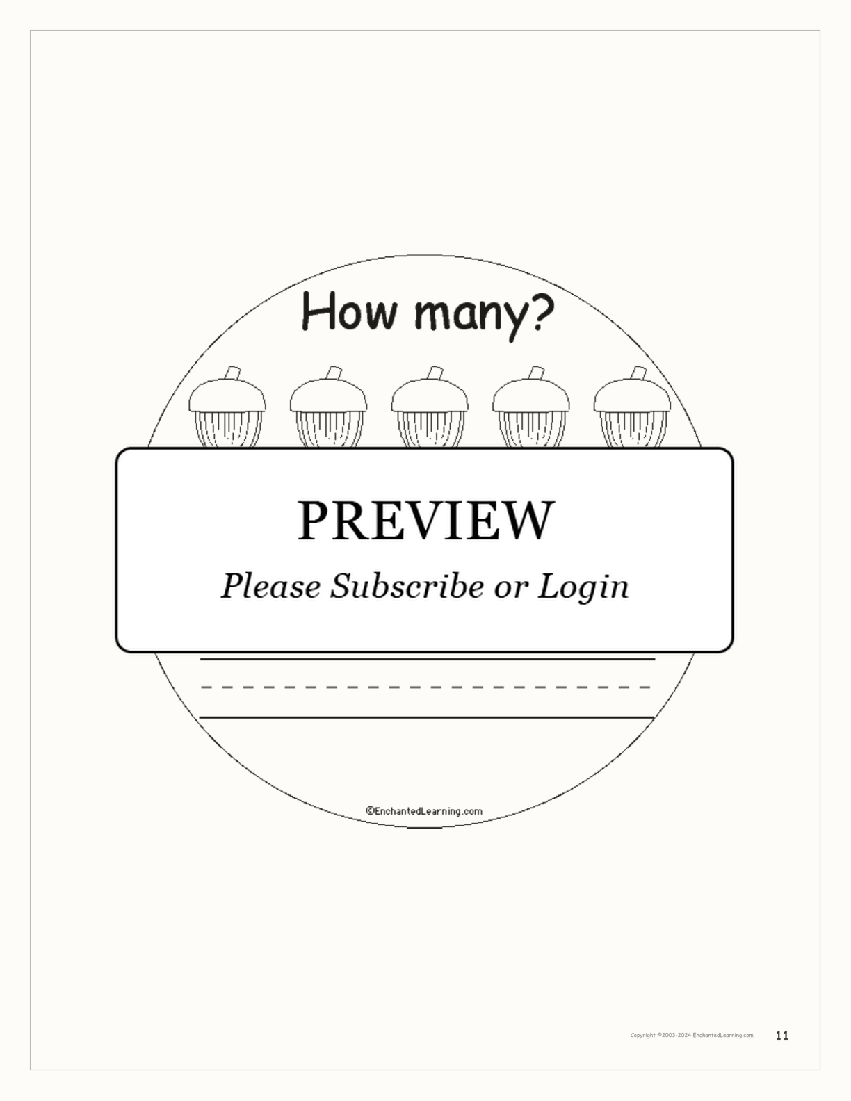 Fall — How Many? Printable Book interactive printout page 11
