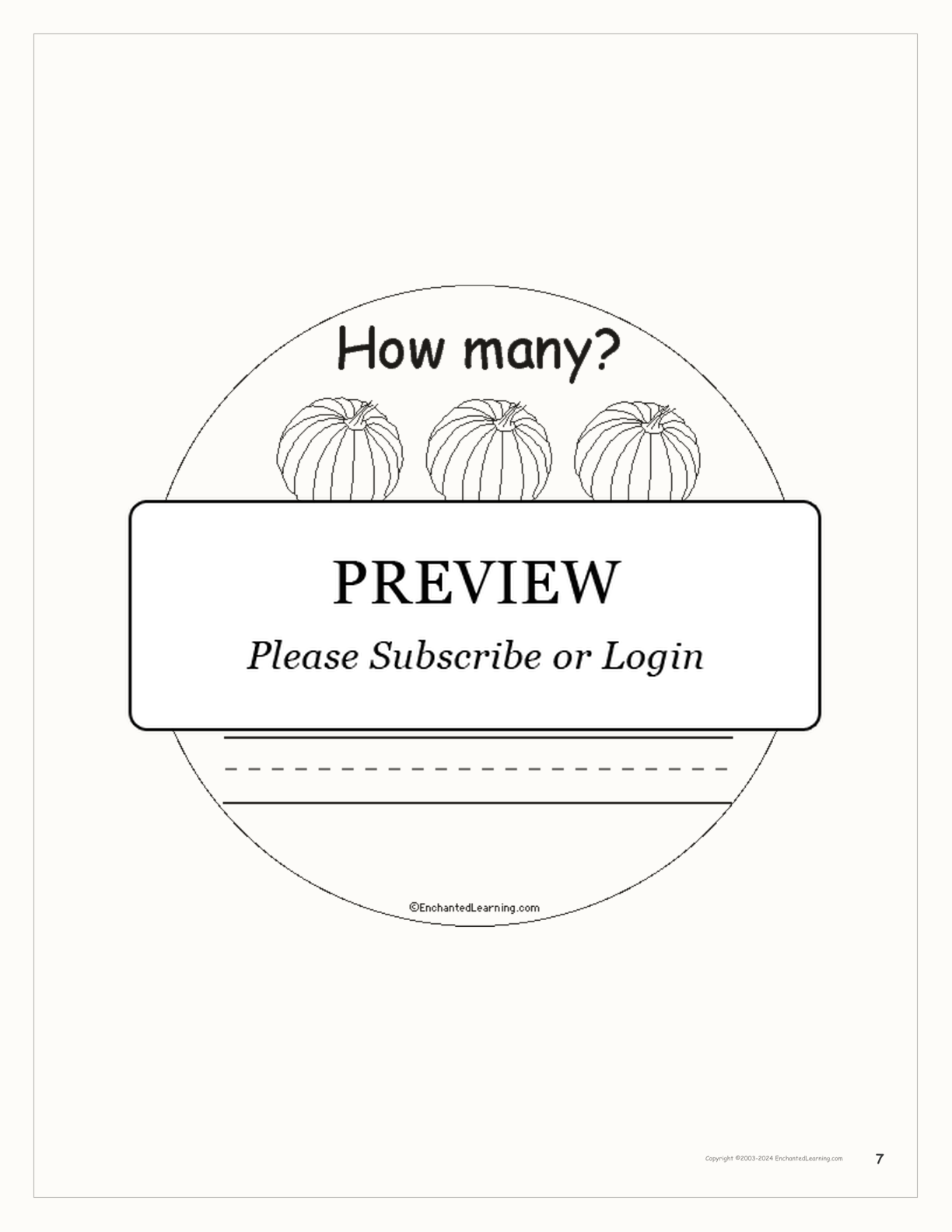 Fall — How Many? Printable Book interactive printout page 7