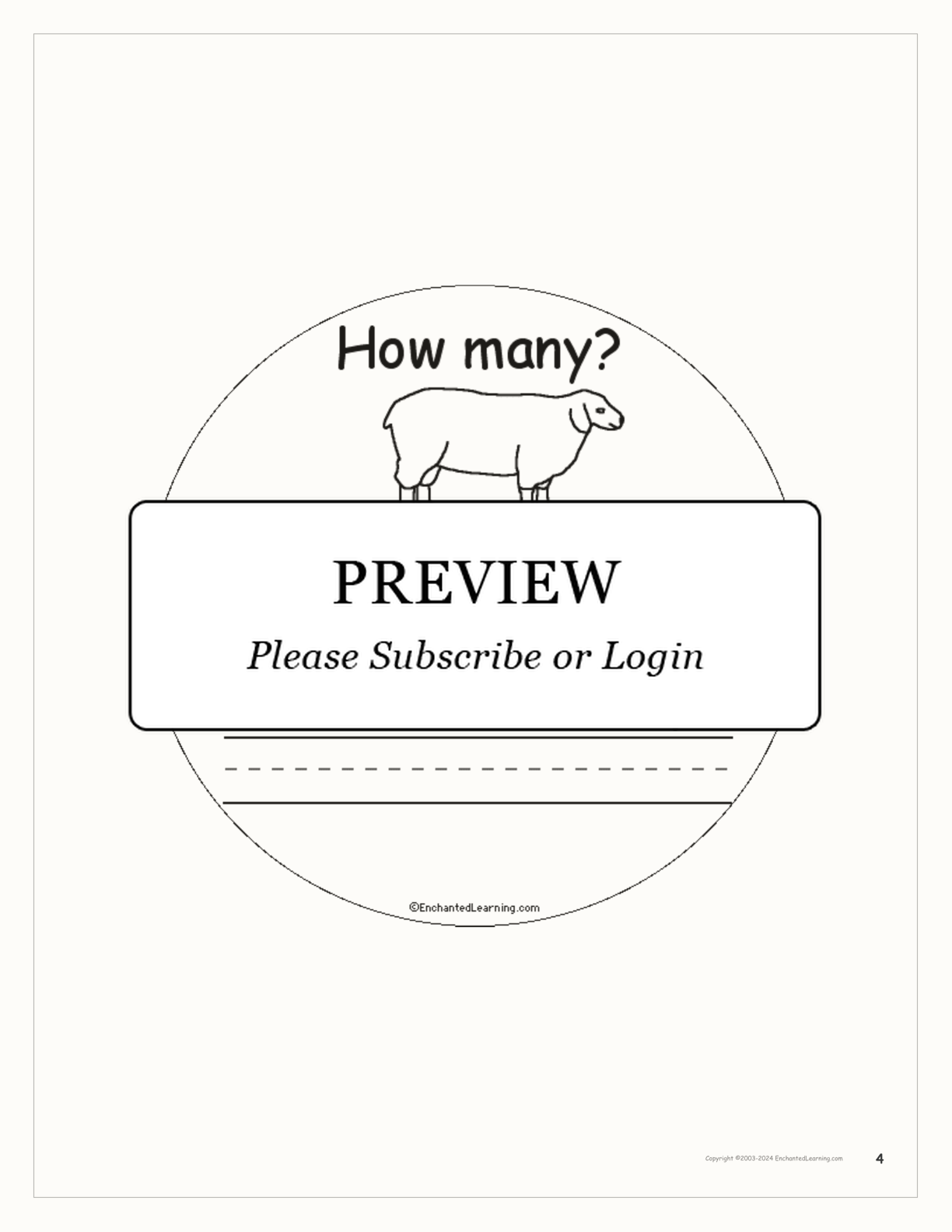 How Many Farm Animals? Book for Early Readers interactive printout page 4