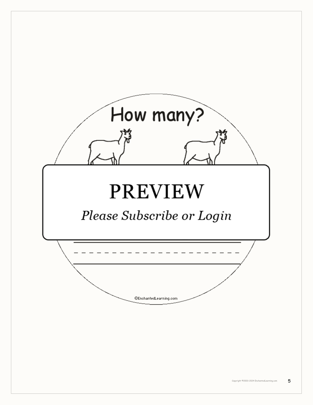 How Many Farm Animals? Book for Early Readers interactive printout page 5