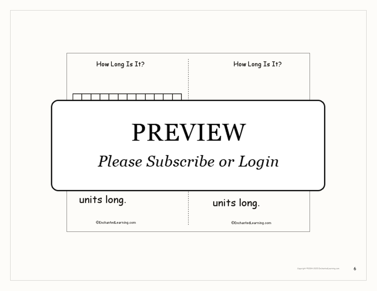 'How Long is it?' Book interactive printout page 6