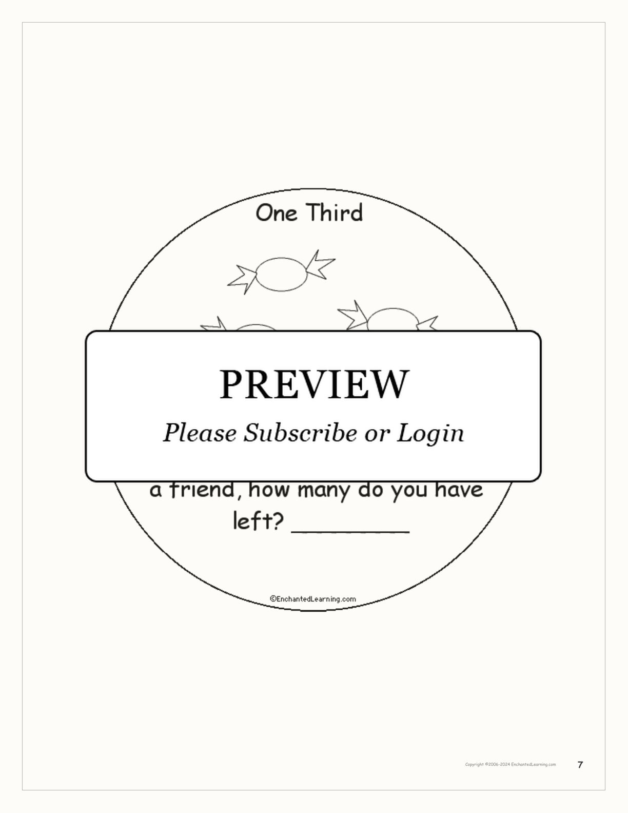 One Third: A Book on Fractions interactive printout page 7