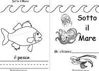 Search result: 'Sotto il Mare/Under the Sea Book, A Printable Book in Italian: Cover, Pesce/Fish'