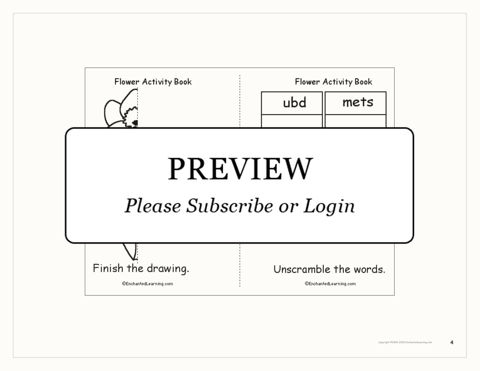 Flower Activity Book interactive printout page 4